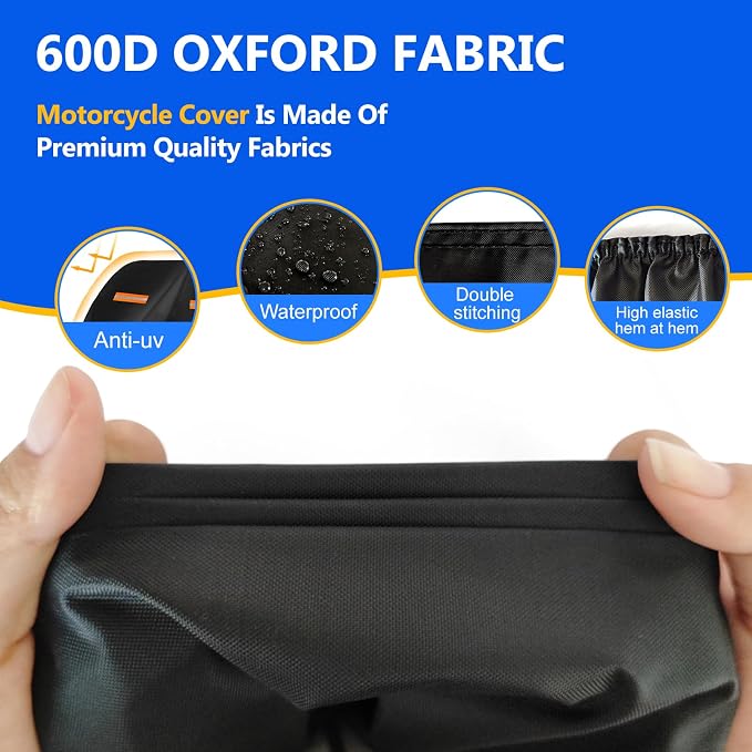 Motorcycle Cover, 600D Heavy Duty Waterproof Motorbike Cover, Dustproof - Image 2