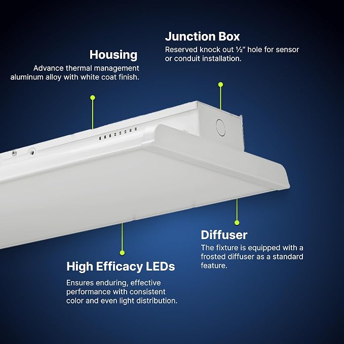 2 FT Linear LED Shop Light, Industrial & Warehouse Use, 5000K Daylight - Image 4