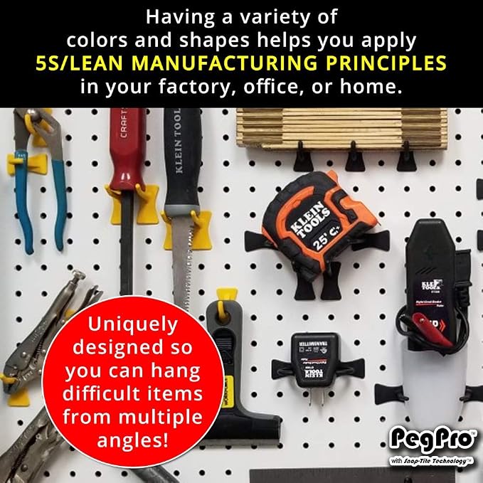 PegPro® 1" Hooks Kit for Standard “Wood Fiber” pegboard – Durable Plastic - Image 7