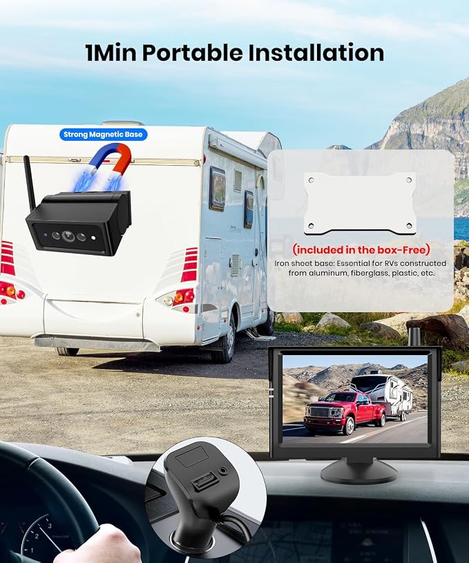 AUTO VOX Wireless Backup Camera Magnetic: 5" Portable No Wiring 1 Min Install - Image 2