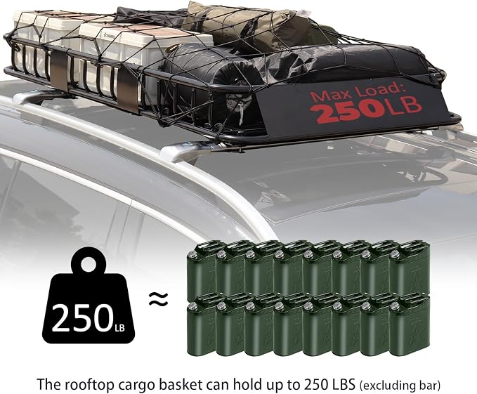 FORWODE Roof Rack Carrier Basket, Rust-Proof Steel Heavy Duty Car Top Luggage - Image 4