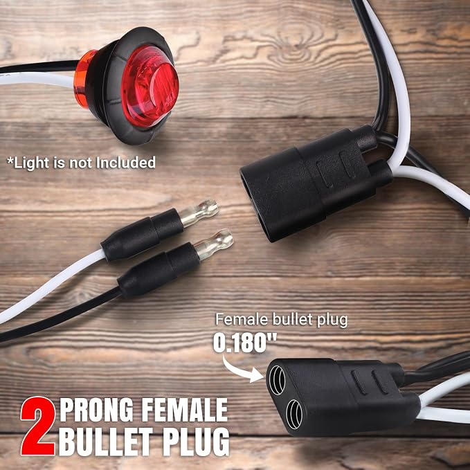 TMH 50 Count 2-Prong Wire Harness Roll Double Female Bullet Plug 18 Gauge - Image 3