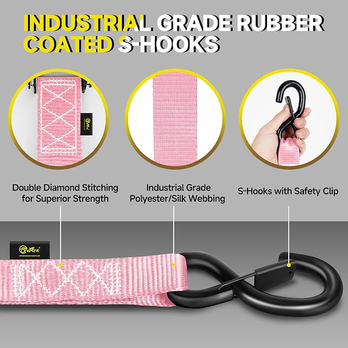 4Pcs Heavy Duty Ratchet Straps-1.6”x16ft Ratchet Strap Tie Down Kit - Image 3