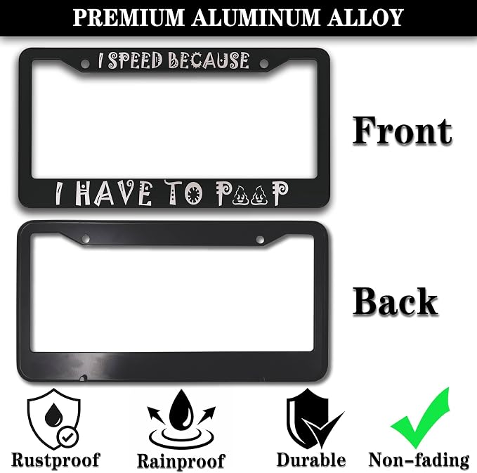 License Plate Frame Black and White Front License Plate Bracket I Speed Because - Image 3