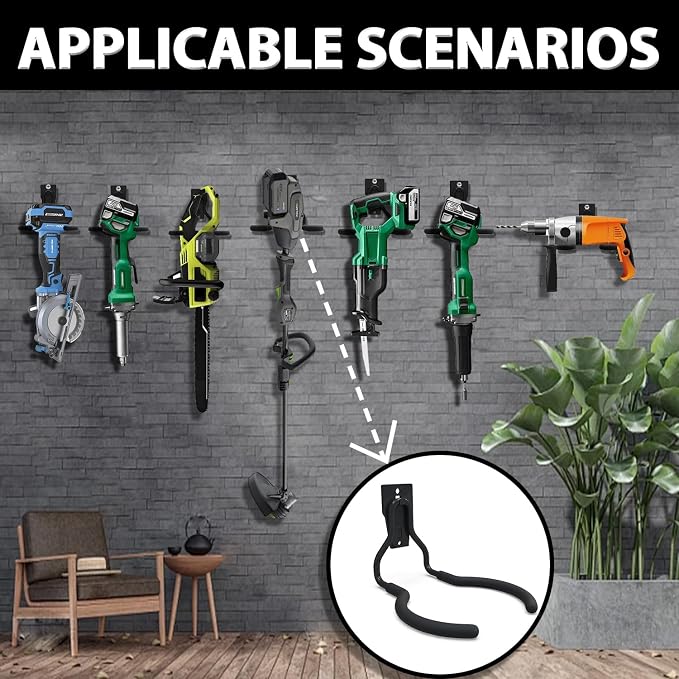 3-H Weed Eater Hanger 4 Pack, 1 Garden Hose Holder, 1 Extension Strap, Utility - Image 4