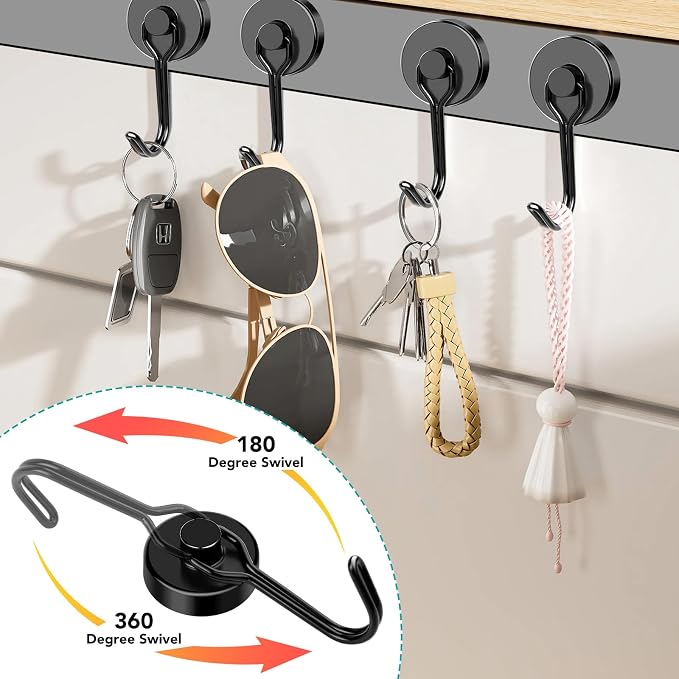 DIYMAG Black Magnetic Hooks, 110LBS Strong Magnetics Heavy Duty, Magnet Hook - Image 5