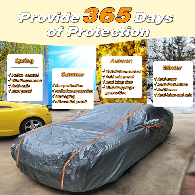 KEYOOG Universal Waterproof Heavy Weight Full Car Covers, Fit Sedan, All Weather - Image 7