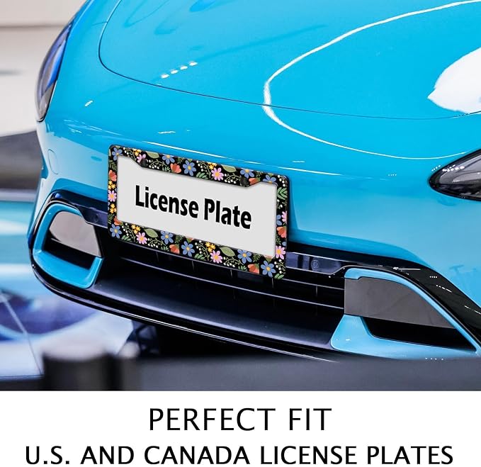 Florals License Plate Frame for Women, Metal Aluminum Rustproof Car Accessories - Image 3