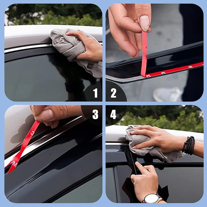 4PCS Window Rain Guards Shield Fit - Image 6
