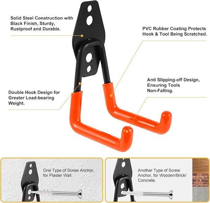 Garage Hook Heavy Duty Wall Storage Hangers, 22 Pack Garage Storage Hooks Steel - Image 4