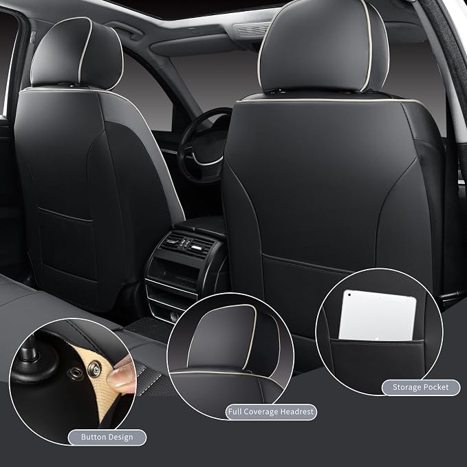 Seat Covers for Cars, Waterproof Seat Covers, Leather Car Seat Covers 2 Pack - Image 3