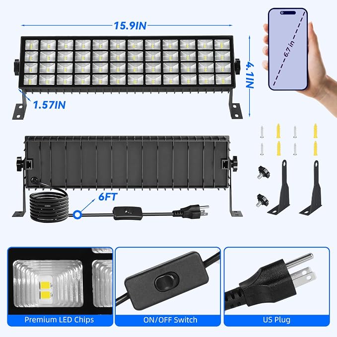 2 Pack LED Shop Lights, 100W 11000LM Plug in Garage Light - Image 2