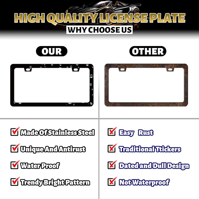 Blue Floral Flowers License Plate Frame Beautiful Flower License Plate Holder - Image 4
