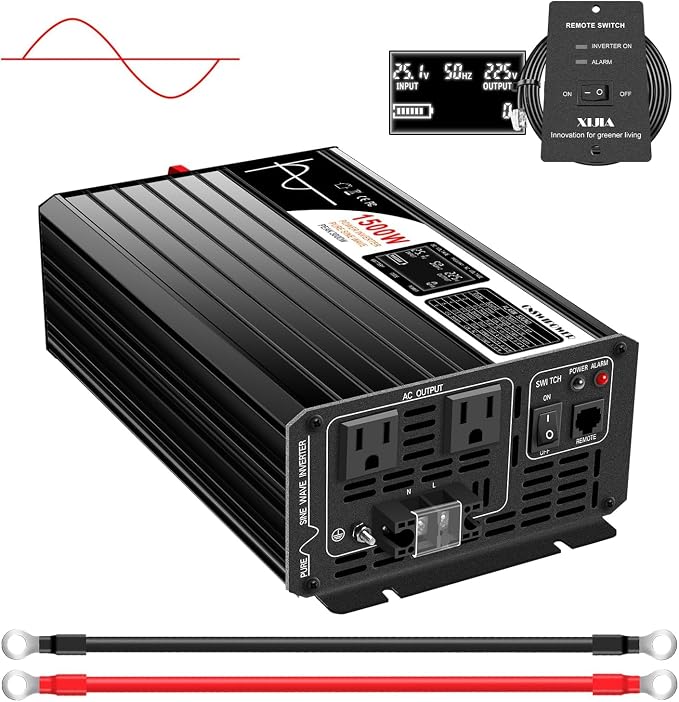 Xijia 1500W Pure Sine Wave Solar Power DC 12V Inverter AC 120V 60HZ Solar by XIJIA