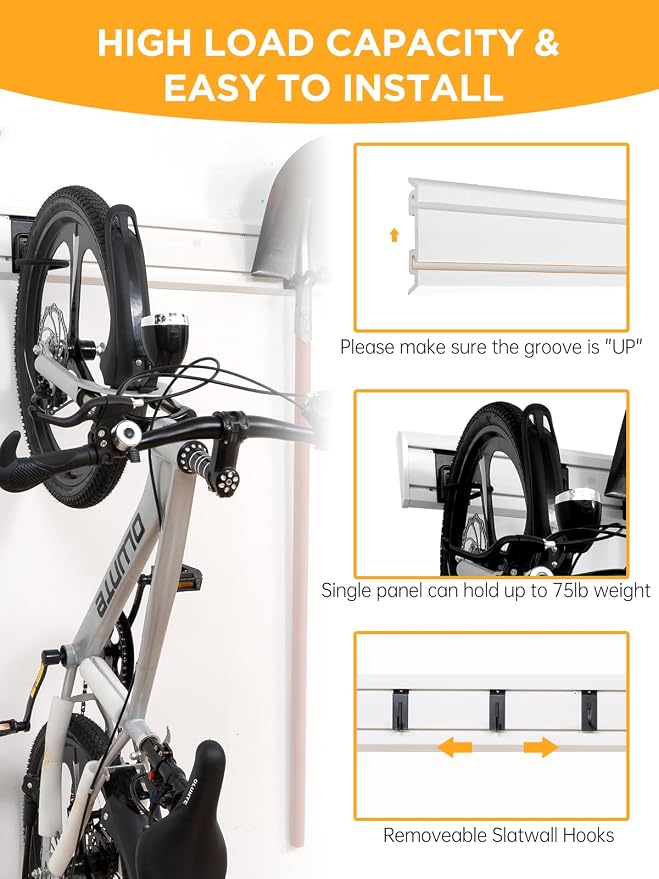 Slat Wall Paneling Garage Tool Organizer Wall Mount 4 Pack - Image 3
