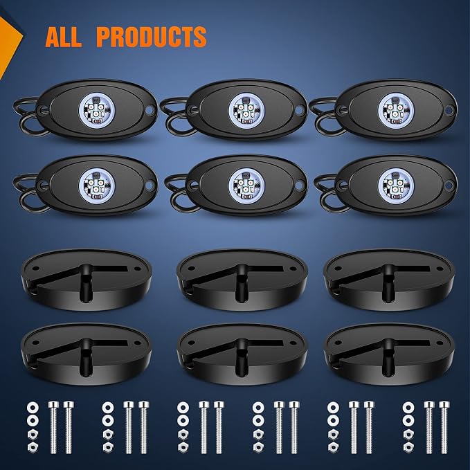 Nilight LED Rock Light 6PCS Underglow Wheel Well Pods Waterproof Exterior - Image 9