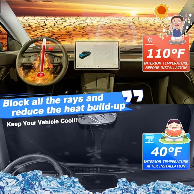 Windshield Sun Shade for Ford Explorer 2011-2019 Accessories Thicken 6-Layer - Image 2