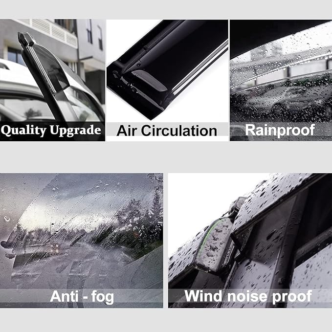 94143 Side Window Visors Wind Vent Deflector, Dark Smoke Window Shade - Image 3