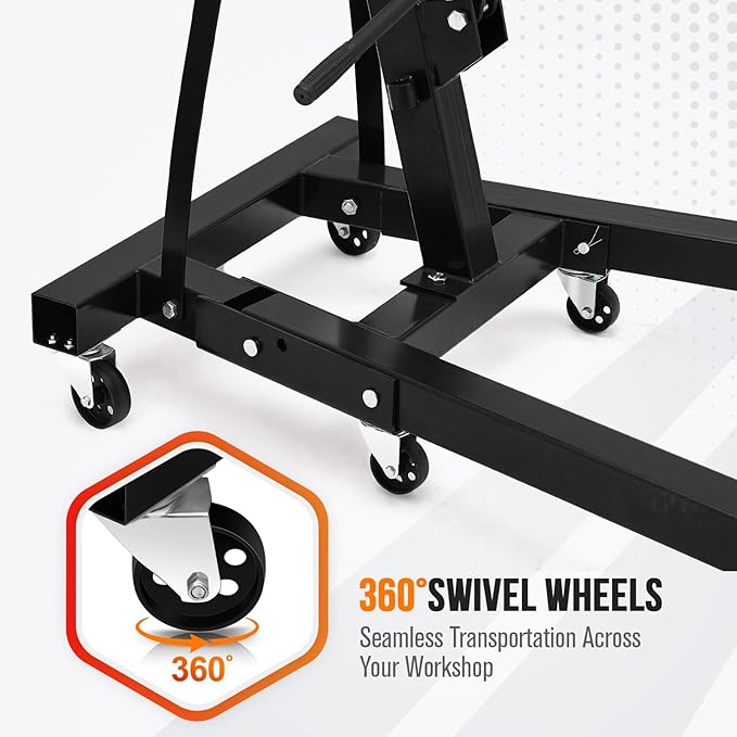 2 Ton Engine Hoist, Hydraulic Cherry Picker Engine Hoist Lift, 4400LBS Heavy - Image 4