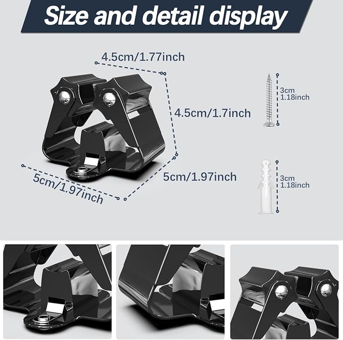 3-H Stainless Steel Broom Holder Wall Mount 4-Pack-Heavy Duty Mop Organizer - Image 4
