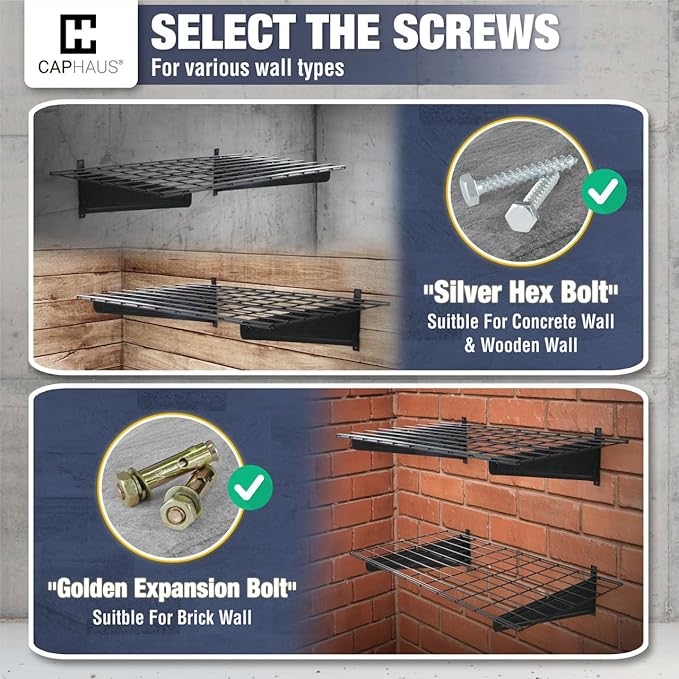 CAPHAUS Garage Wall Shelving, 48 in. W x 18 in. D Wall Mounted Garage Shelves - Image 5