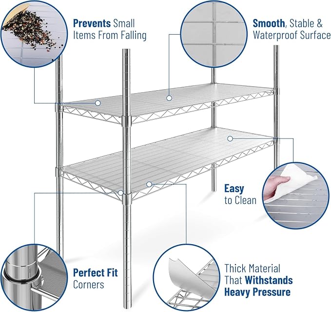 Shelf Liners for Wire Shelf System: Set of 5 in Graphite: 18 x 42 inch: Plastic - Image 5