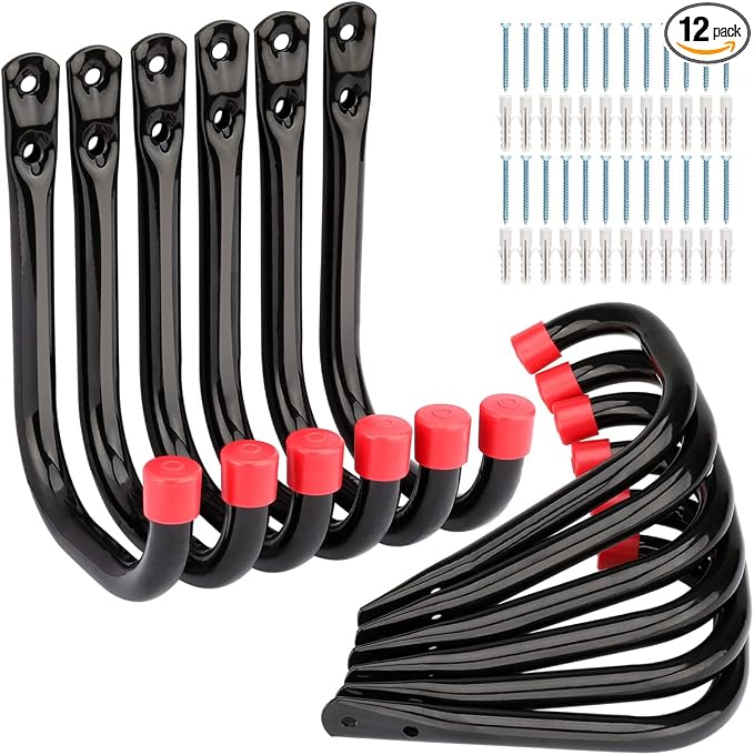 12 Pack Garage Storage J Hooks, 4.1Inches Heavy Duty Wall Mount Utility Hangers by Unknown