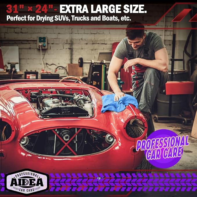 AIDEA Microfiber Towels for Cars-2PK, Large Professional Car Drying Towel - Image 3
