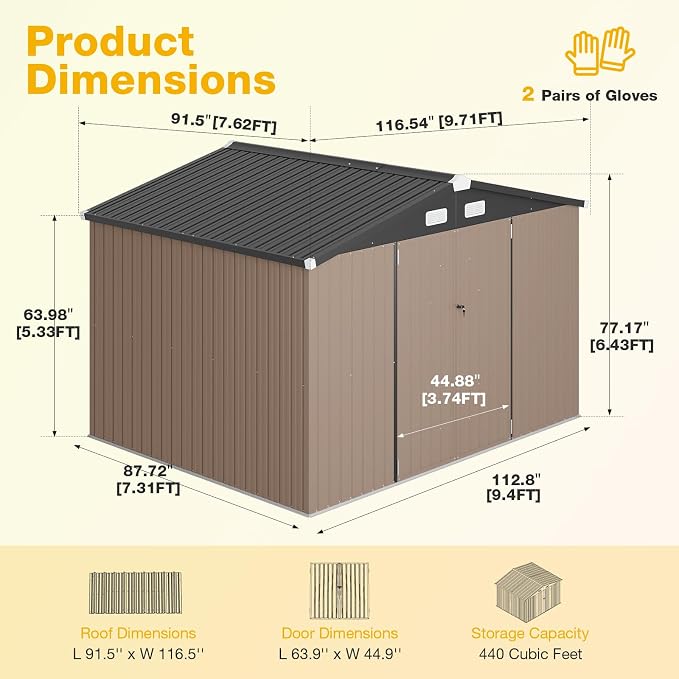 10x8 FT Outdoor Storage Shed - Image 4