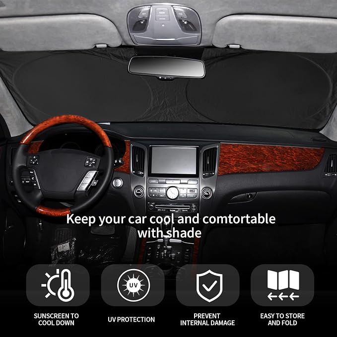 Foldable Windshield Sun Shades for 2021-2023 Nissan Frontier, Sunshade Cover - Image 3
