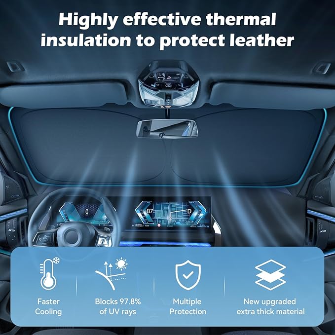 Car Windshield Sun Shade, 300T Thickened Car Window Shades Heat Reflective - Image 3
