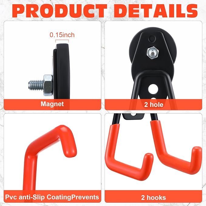Landhoow Large Magnetic Hooks Heavy Duty Garage Magnet Hooks Strong Storage - Image 3