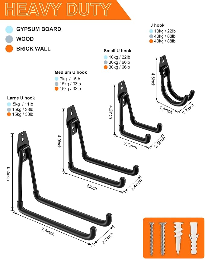 QcoQce 16 Pack Heavy Duty Garage Hooks - Image 2