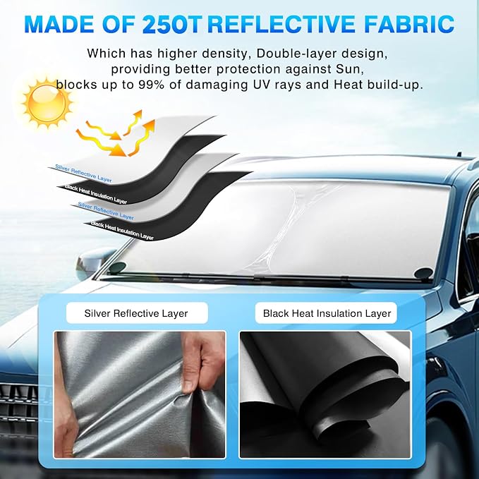 KUST Windshield Sun Shade for Chrysler 200 2011-2018 Window Shade Sun Visor - Image 4