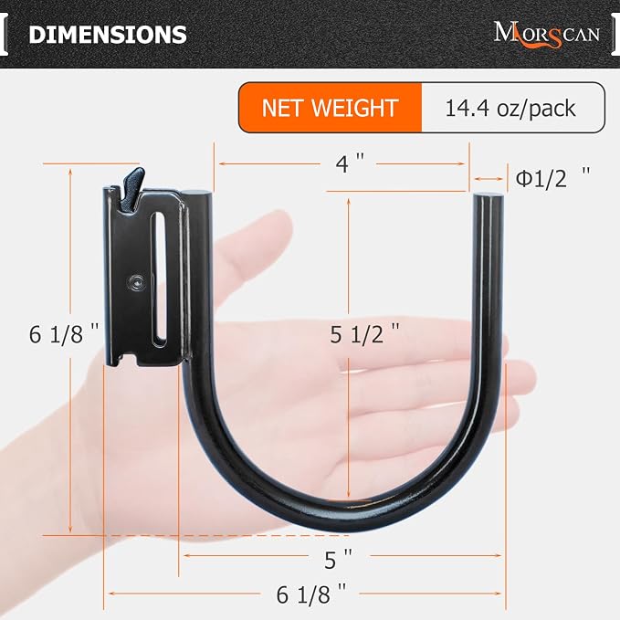 4-Pack 4" E Track J Hooks, Heavy Duty Black Steel Hanger 1, 400lbs Break - Image 3