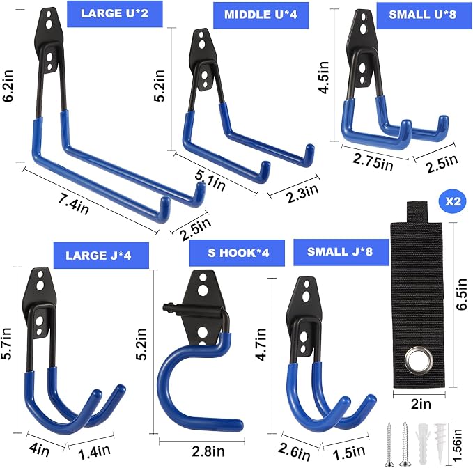 Garage Hook Heavy Duty Wall Storage Hangers, 32 Pack Garage Storage Hooks Steel - Image 2
