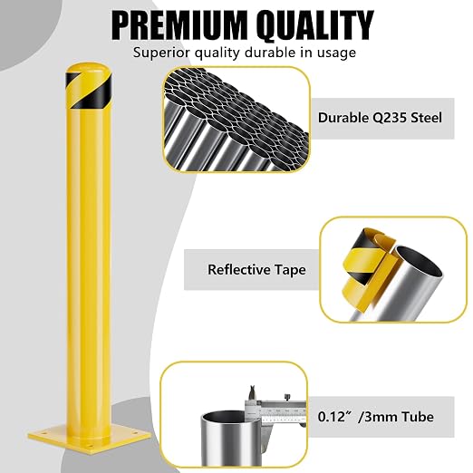Safety Bollard Post, 48 Inch Height Steel Bollards, 4.5 Inch Diameter Parking - Image 3