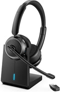 Wireless Headset with ANC & ENC, Wireless Headphones with Flip-to-Mute by Angteela