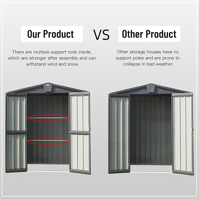 IKERY Galvanized Steel Storage Shed 6.5' x 4.2' - Image 4