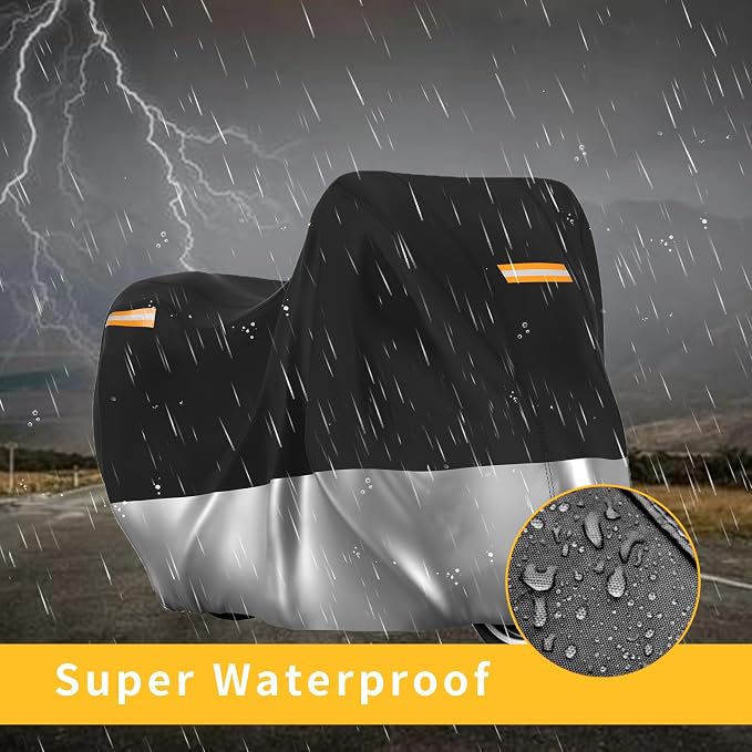 210D Motorcycle Cover All Season Waterproof Breathable Sun Outdoor Protection - Image 2
