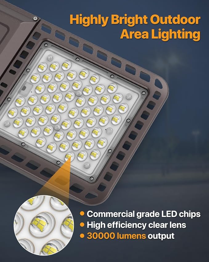 Parking Lot Light 200W 30, 000LM Slip Fitter Led Street Pole Light - Image 3