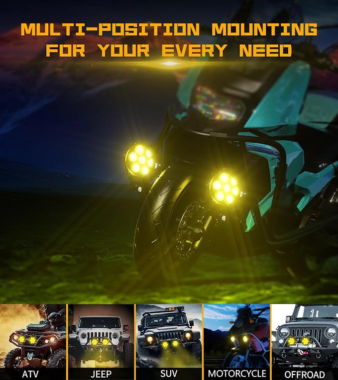 Kewig 4.5 Inch Motorcycle Auxiliary LED Fog Light 90W Amber White Driving - Image 7