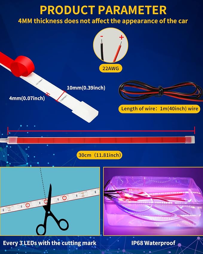 Car Led Strip Lights, Golf Cart Lights, 12V LED Strip Light - Image 2
