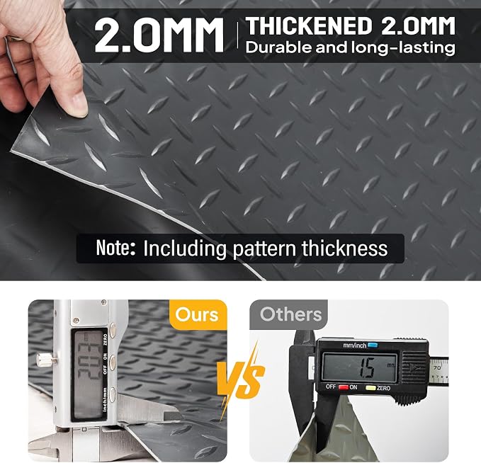 TUFFIOM 5 x 10 FT Garage Floor Mat, Thickened Diamond Plate PVC Garage Mats - Image 7