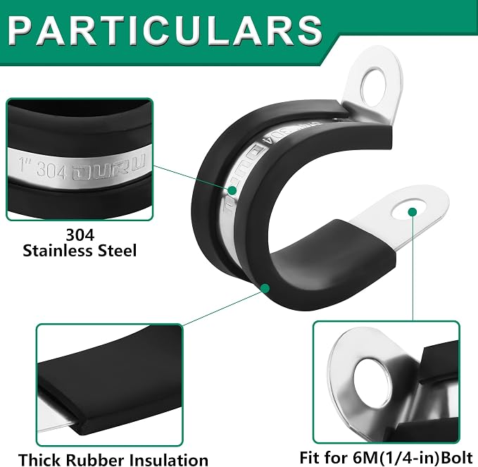 30pcs 1/8 Inch Stainless Steel Cable Clamps, Rubber Coated Cushioned Insulated - Image 3