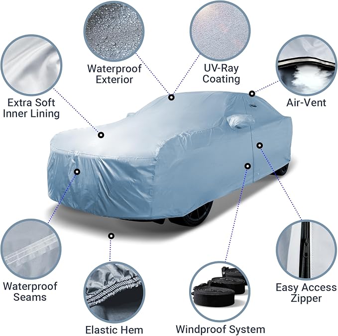 iCarCover Custom Car Cover for Chevy Camaro STD, Waterproof All Weather Rain - Image 4