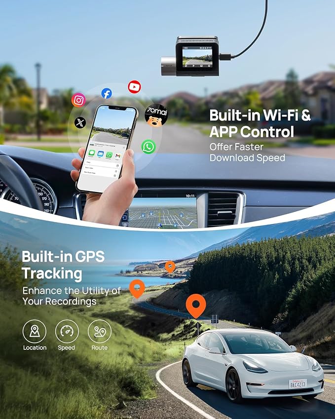 70mai 2.7K Dash Cam Front and Rear A500S, Dual Dash Camera - Image 7