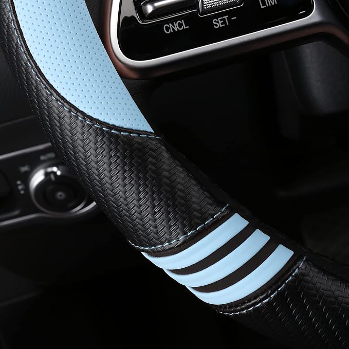 Car Steering Wheel Covers for Women Girl Padded Carbon Fiber PU Leather Cute - Image 4
