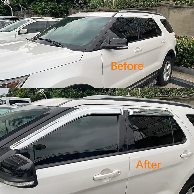 4pcs Chrome Side Window Visor Wind Vent Deflector fit - Image 3