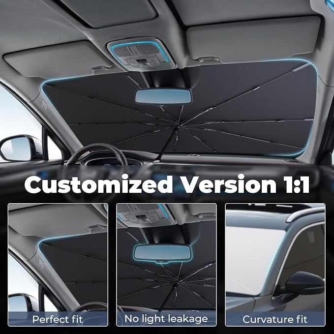 Windshield Sun Shade Umbrella: for Ford Ranger-2019-2024 2025-4-Layers Front - Image 2